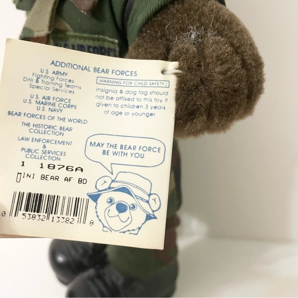 Vintage 1989 US  Bear Forces of America Plush Air Force Bear 11" Dark Brown Camo - Picture 7 of 16